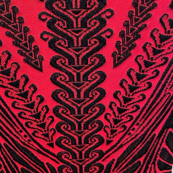 RVN Red and Black Abstract Fit and Flare Dress, Size Small - Picture 9 of 15
